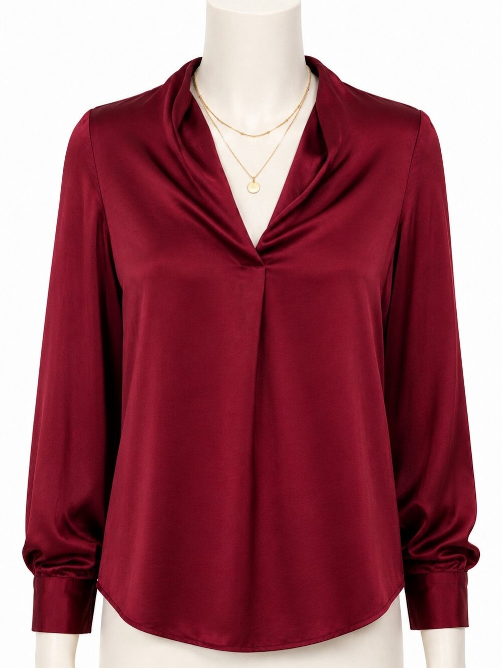 Banana Republic Women's Small Burgundy Draped Neck Blouse‎ –Size Small